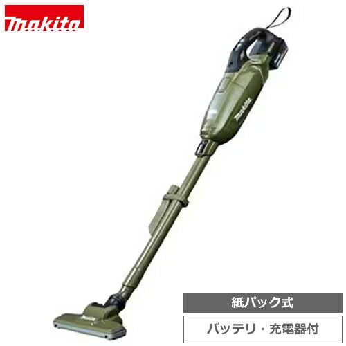 マキタ【makita】18V3.0Ah 紙パック式 充電式クリーナ オリーブ 掃除機 コードレススティッククリーナー CL285FDRFO★【電池・充電器付き】