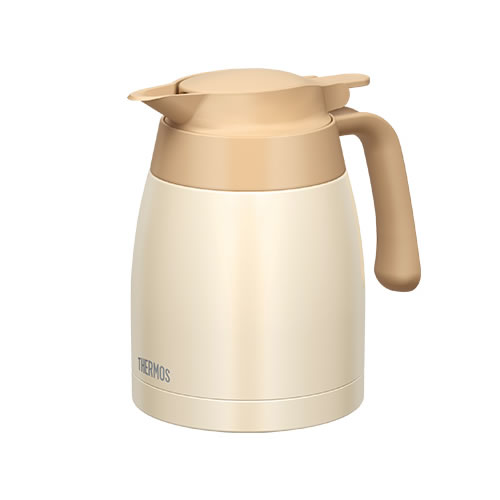 ステンレスポット クリームホワイト 1.0L 口径7cm 0.6kg TTB-1001-CRW サーモス【ワンタッチレバー】【保温保冷】