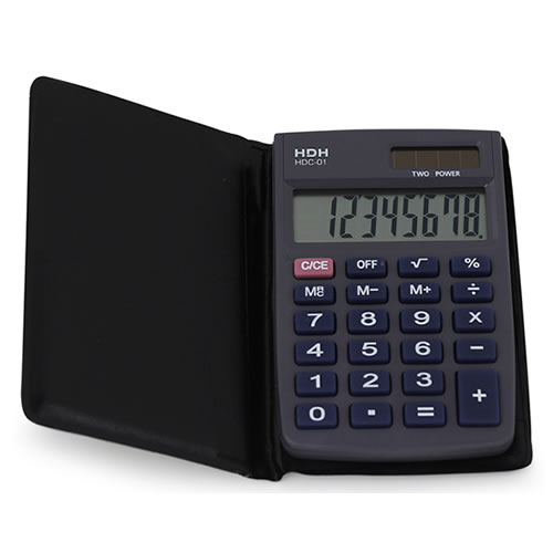 ミニ手帳型電卓 ブラック 縦89×横58mm HDC-01 保土ヶ谷電子販売【文房具】【携帯にも便利なカバー付き】コンパクトな8桁表示