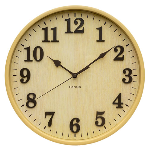 インテリア掛時計 ナチュラル アナログ HIC-012W-N 保土ヶ谷電子販売【立体文字盤】【単3乾電池x1本】連続秒針