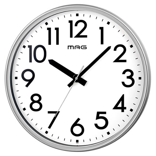 MAG大型掛時計 メガタイム アナログ 銀メタリック W-799SM-Z ノア精密【クロック】【単3形マンガン乾電..