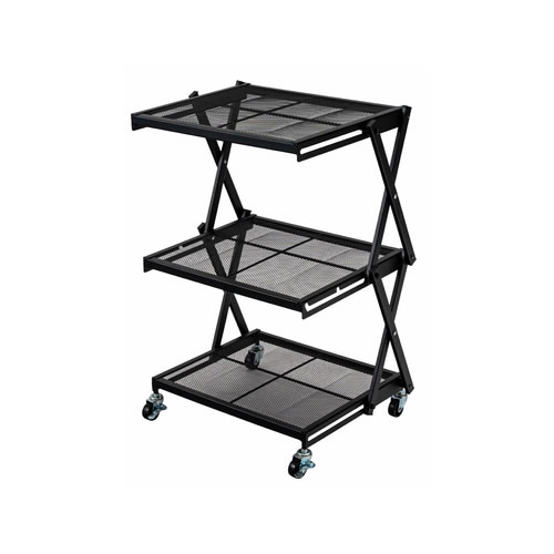Rakuten - フォールディングラック ブラック 完成品 LFS-56BK 東谷【インテリア収納家具】【キャスター付き】折りたたみ・高さ調節可