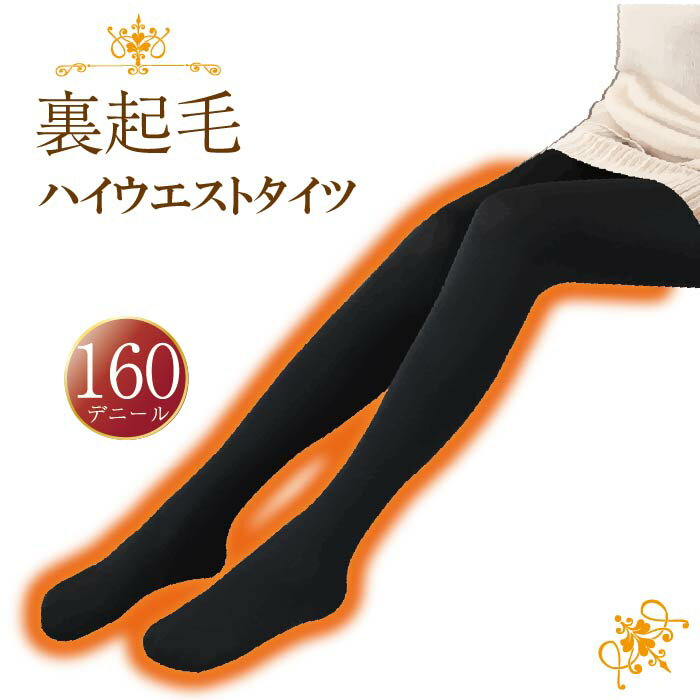Nちゃんねる 裏起毛　ハイウエスト　タイツ　婦人　レディース　黒　ブラック　160デニール　暖か　防寒　マタニティ　妊婦　ML