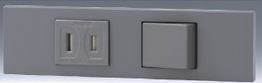 神保電器 【NKシリーズ】【 KAG-2561 SG ソリッドグレー 】家具・機器用 扉付コンセント＋3路スイッチセット