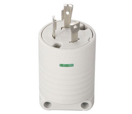 明工社【MH7153W】設備工事用配線器具 接地2P 30A 引掛プラグ　30A 125V (白)(L5-30P 準拠)