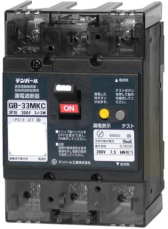 テンパール 【 33MKC02630 】（3P3E 30AF 定格電流 2.6A）漏電遮断器（定格感度電流 30mA ）分電盤協約形サイズ