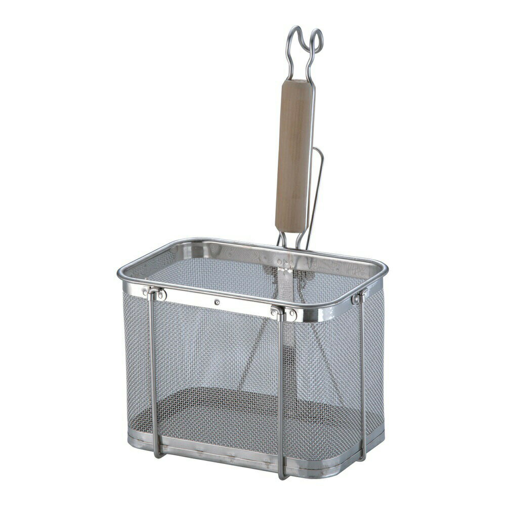 18-8木柄角型うどんてぼ　横型深型