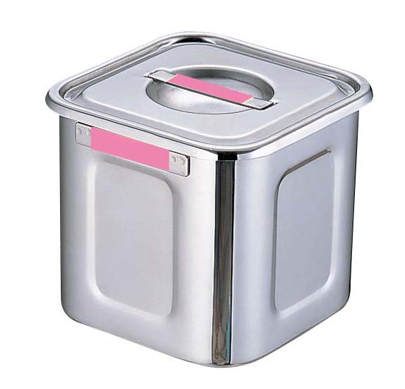 18-8カラープレート付角キッチンポット12cm　　　ピンク