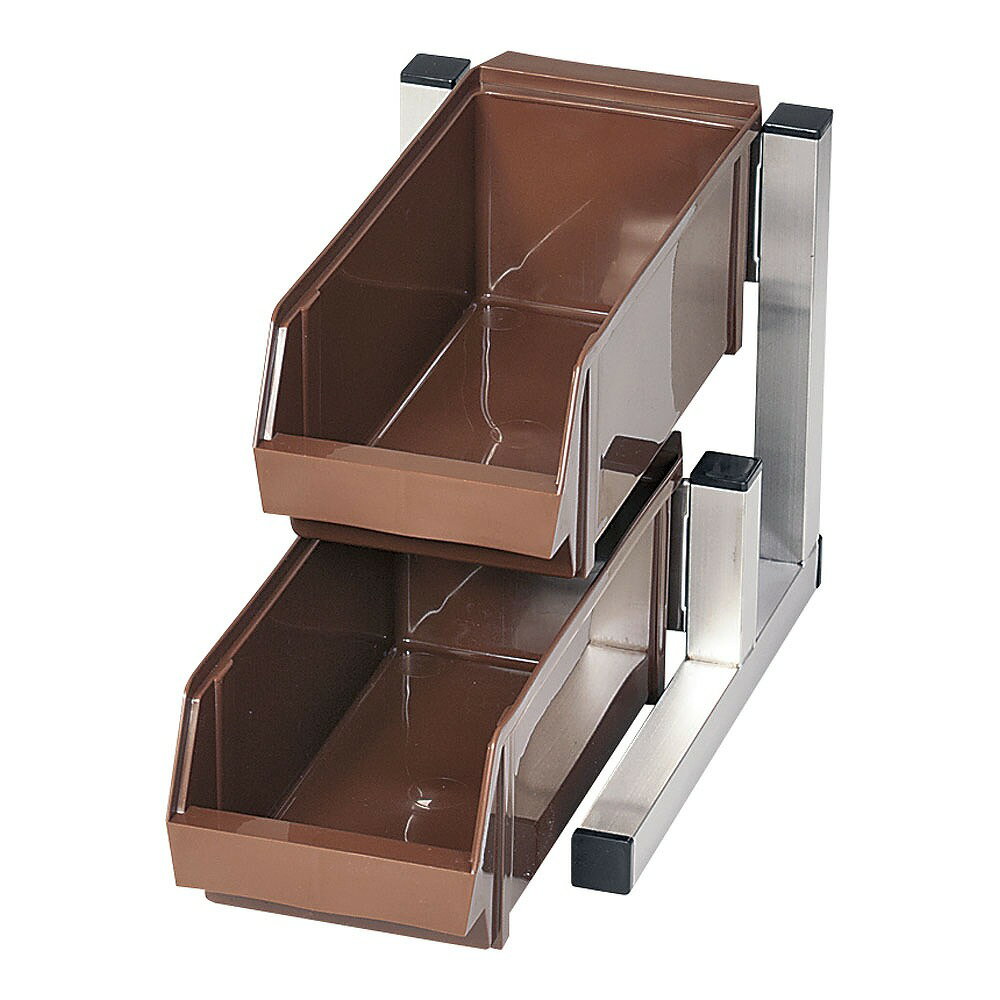 TKG　18-8スマート　オーガナイザー2段1列（2ヶ入）　ブラウン(3)