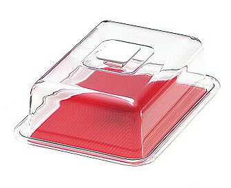 クリア　ラブリーハット　角ケーキ中　レッド