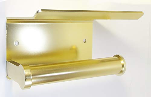 乐天商城 - トイレットペーパーホルダー sペーパーホルダー 紙巻器 304 ステンレス 壁掛け式 トイレ ホテル 浴室 ティッシュ スマホ置き おしゃれ (ゴールド ツヤ有り)
