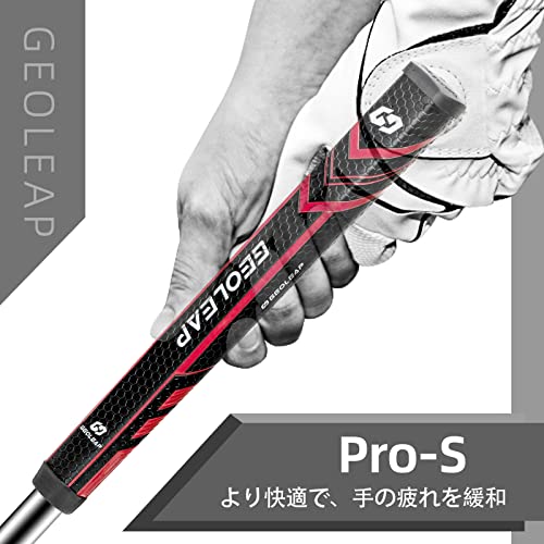 Geoleap Pro-M中型パターグリップは、軽量で柔らかいポリウレタン材料を使用し、滑り止め模様が施されています。コアサイズは0.580インチラウンド、グリップ長さは10.50インチ、重量は60±3gです。外管はPU材質、内管はEVAフォームを採用し、振動を効果的に減少させます。環境に優しい材質で、快適な握り感を提供し、持ち運びにも便利です。軽量設計により、グリップ重量を軽減し、手触りを向上させます。六角形の凹面設計により、ショット時の滑りを防ぎ、独特の線模様が視覚効果と手触りを実現します。選手に自信を与え、ボールをホールに押し込む力をサポートします。