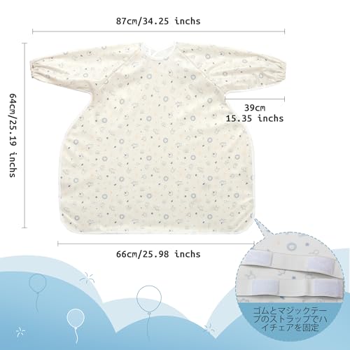 Bibs, Aprons - お食事エプロン 長袖離乳食エプロン 一体型よだれかけ ベビーとハイチェア用