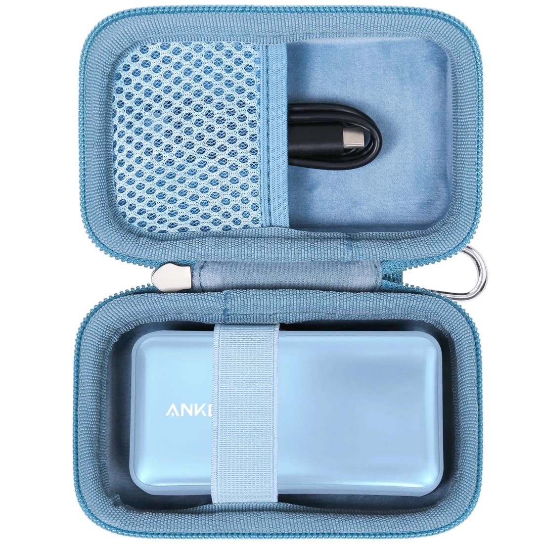【Khanka 収納ケース】アンカー Anker Power Bank (10000mAh, 30W) Anker 533 Power Bankモバイルバッテリー ，Anker Nano Power Bank (30W, Built-In USB-C Cable)に対応，ブルー（ケースのみ）