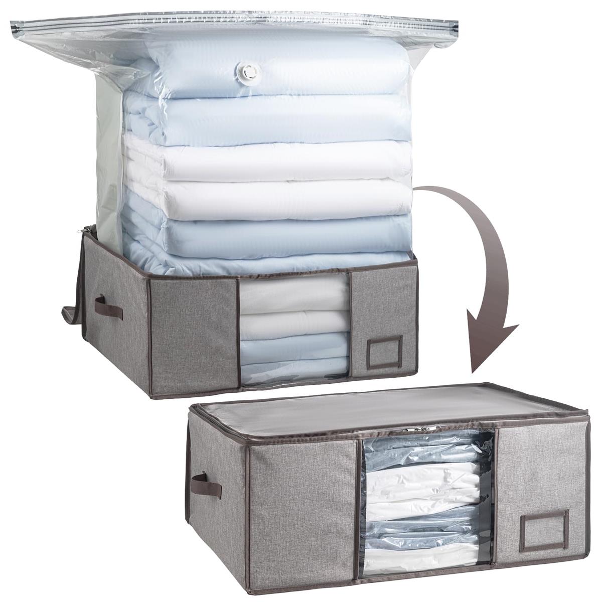 CLEVHOM 圧縮袋 圧縮ボックス 布団収納ケース 衣類圧縮 羽毛布団収納袋 ふとん 折りたたみ式 ...