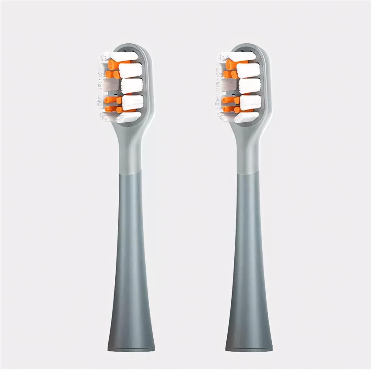 RANVOO 電動歯ブラシ 交換用ブラシヘッド 柔らかめ 360度全面洗浄 歯垢除去 防カビ 抗菌 歯周病予防 口内ケア 極細毛ソフトブラシヘッド スペースグレー 2本