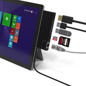 [ޥ饽ݥ5]Microsoft Surface Pro 4/Pro 5/Pro 6 USB 3.0 ϥ 6in1ɥå󥰥ơ 4K HDMI ݡ + SD&Micro SDɥ꡼ + LANݡ + 2 USB 3.0 ݡ ޥѴץ