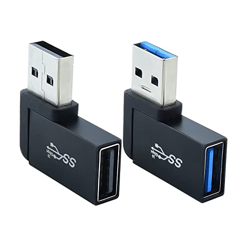 Leehitech USB L字アダプター USB3.0 AメスからAオス変換アダプター 90度 L字 (1個左方向と1個右方向） 直角USB3.0変換コネクター ム合金製 10Gbps 高速データ転送 携帯電話携帯パソコン等対応 (2個セット)