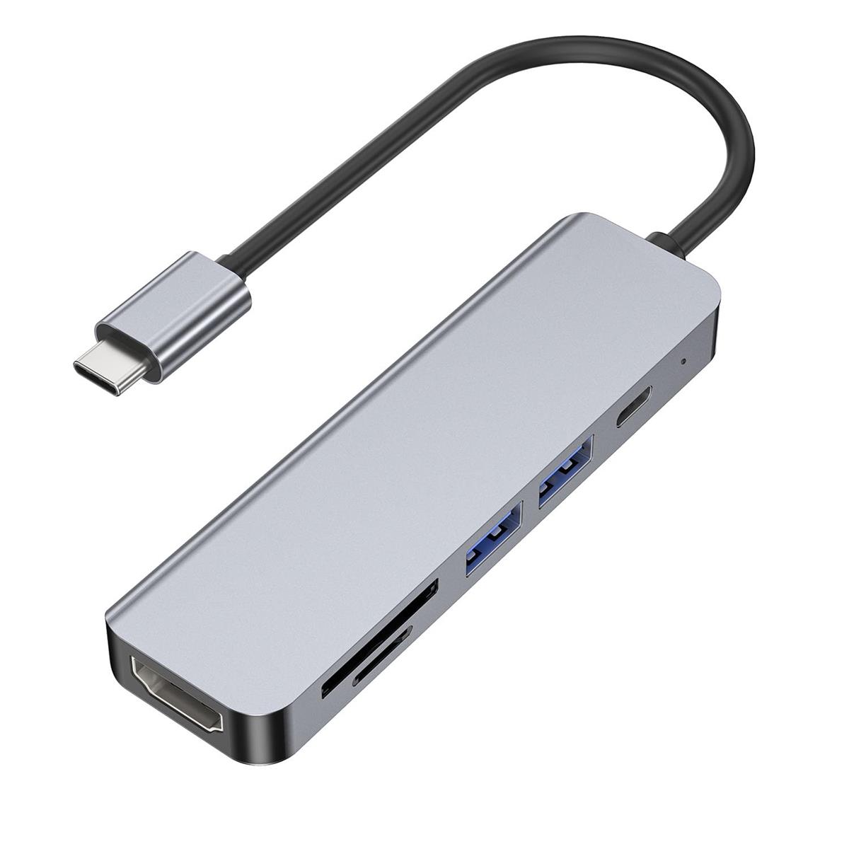 USB-C ハブ QIDOOR 6-in-1 4K HDMI出力 PD100W給電 USB3.0 高速データ転送 SD/TFカードリーダー Type-C アダプタ MacBook Pro/Air iPad Pro WindowsノートPC 在宅勤務 テレワーク対応