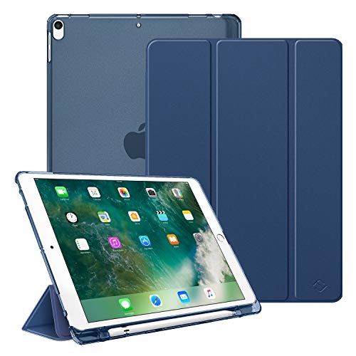 Fintie iPad Air 2019 ケース iPad Air3 10.5インチ ケース/iPad Pro 10.5 2017 ケース バックカバー Apple Pencil 収納可能 三つ折スタンド スリープ機能 軽量 薄型 半透明 傷つけ防止 PUレザー (モデル番号A2152 A2123 A2153 A1701 A1709)（ネイビー）