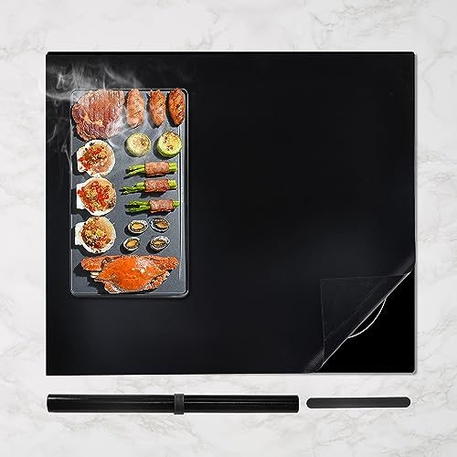 [マラソン期間中ポイント5倍]KR KITCHENRAKU ihマット ihクッキングヒーターマット 滑り止め ストーブ傷防止保護 焼け焦げ防止 電磁調理器用 シリコンマット 断熱パッド 水洗い可 汚れ防止 (52*78cm, 0.3mm)