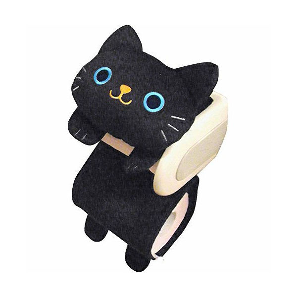 【店内全品ポイント10倍】ねこのトイレロールペーパーホルダー クロ ME339 明邦