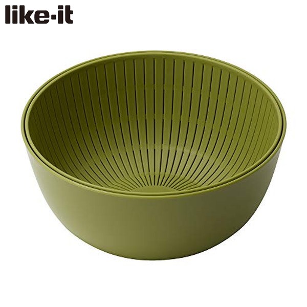 like-it 米とぎにも使えるザルとボール グリーン Colander&Bowl ライクイット 吉川国