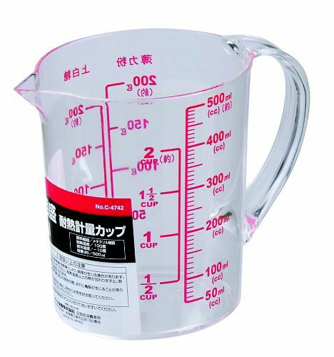 【店内全品ポイント10倍】ENJOY KITCHEN 大キイ目盛 耐熱計量カップ 500ml パール金属(PEARL METAL)