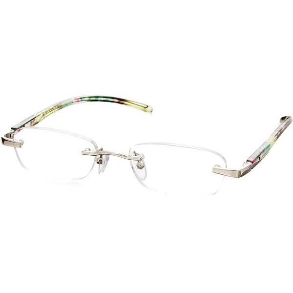 ハックベリー ちょっとおしゃれな老眼鏡 (2.0度) ふちなしフレーム グリーン系 (緑) F099S2