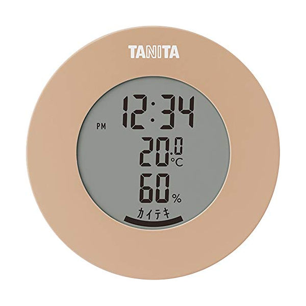 TANITA デジタル温湿度計 時計 温度 湿度 卓上 マグネット ライトブラウン TT-585 タニタ