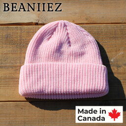 【店内全品ポイント10倍】Beaniiez 『Accent Acrylic』 Light Pink カナダ製 ショートビーニー ニットキャップ アクリル ユニセックス 洗濯可