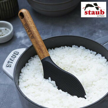 【全品P10倍】STAUB シャモジ 40503-110 ヘラ ブラック シリコン 木製ハンドル アウトドア ストウブ キッチンツール 黒