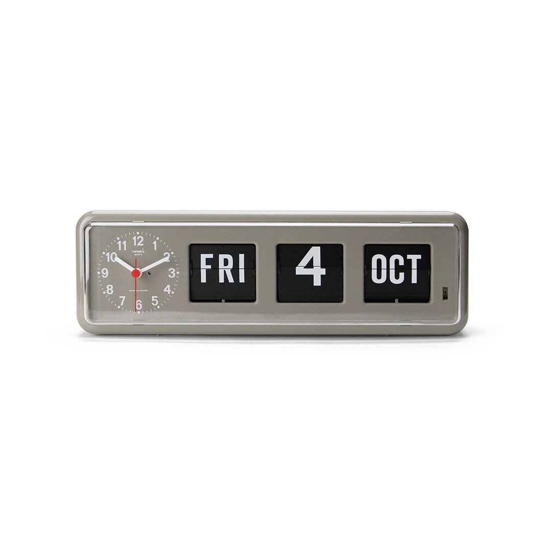 フリップカレンダー付き時計 トゥエンコ カレンダークロック BQ-38 グレー Twemco Calendar Clock BQ-38 Gray フリップカレンダー付き時計 フルオートマチック式 壁掛け時計 置き時計