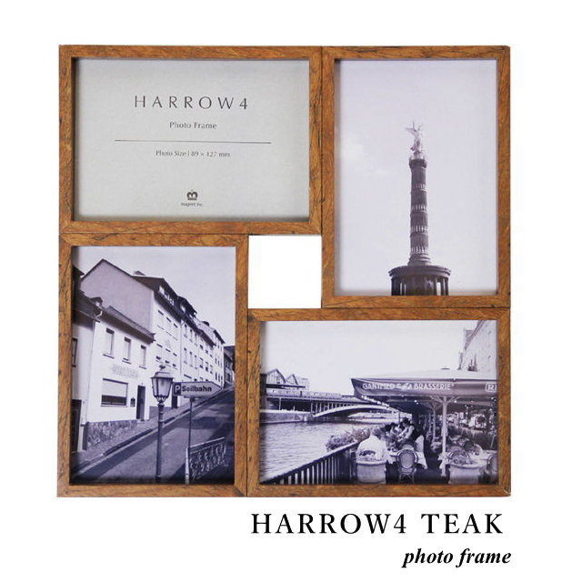 写真たて フォトフレーム ハロウ4 HARROW4 TEAK L版 写真立て 複数 壁掛け スタンド兼用