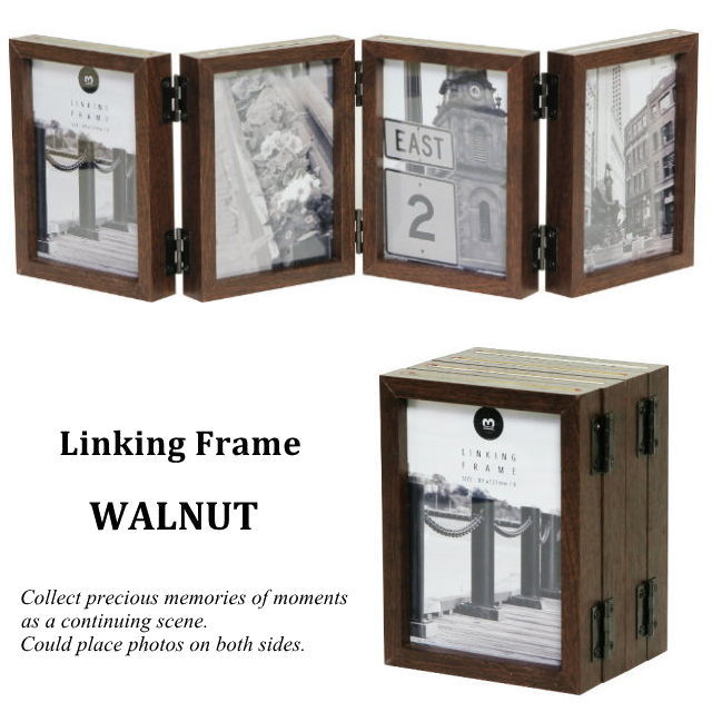 写真たて フォトフレーム リンキング フレーム Linking Frame WALNUT L版 写真立て 複数