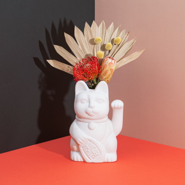 フラワーベース ネコ Flower Vase Neko 花瓶 陶器 招き猫 縁起物 招き猫 置物