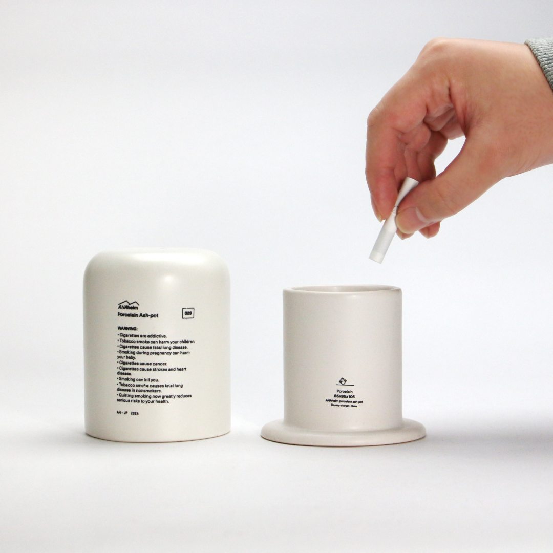 ポーセリン アッシュポット ANAheim Porcelain Ash-Pot Ivory 灰皿 電子タバコ アイコス 部屋 陶器 蓋付き