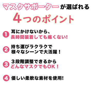 マスクサポーター マスク用サポーターベルト 3段階調整可能 痛み軽減ひも 耳 痛くない マスクの痛みを軽減 メール便のみ送料無料2