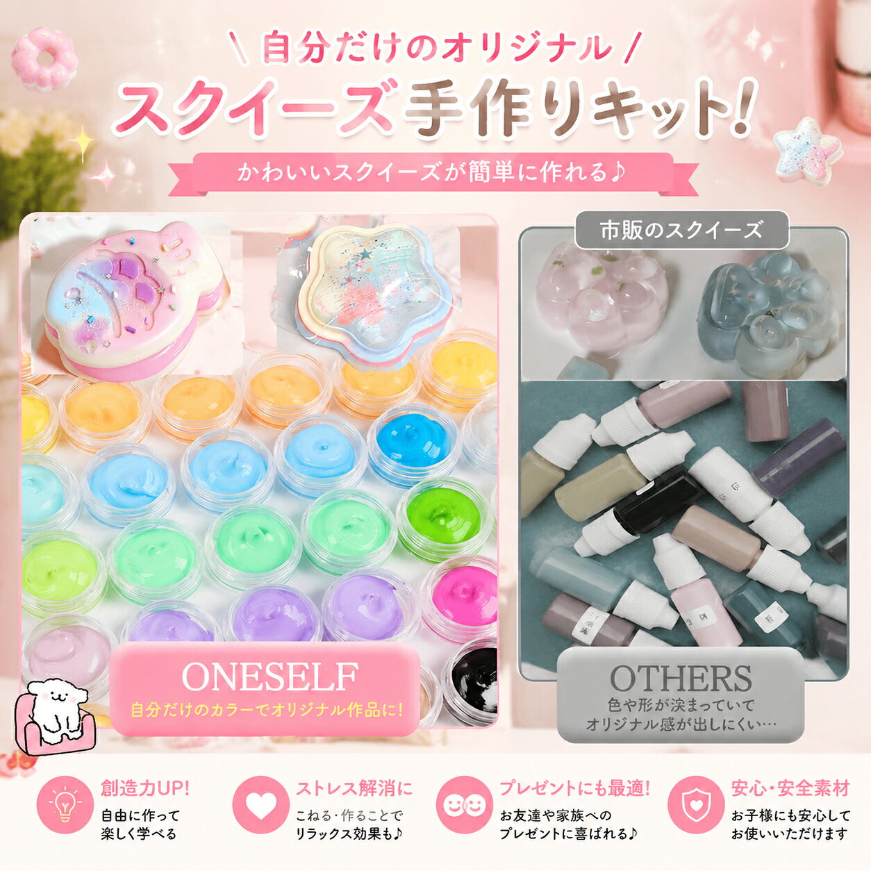 スクイーズ 手作り キット 簡単 スクイーズ キット スクイーズ キット スクイーズ 手作り キット スクイーズレジン 200ml セット 液体 肉球 n-mart-10005605 N-MART サンプル画像3