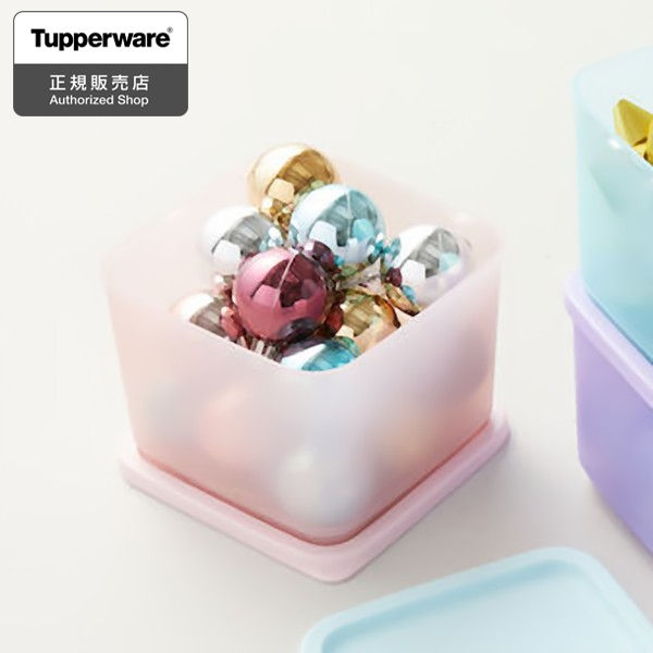 Tupperware キュービックス スクエア 1L ピンク 密閉容器 保存容器 B1153 タッパーウェア