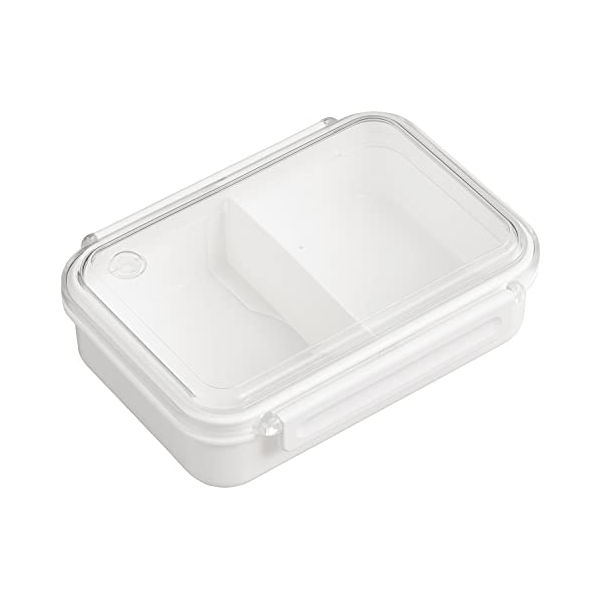 OSK 冷凍保存できる弁当箱 フィールイージー タイトボックス 仕切付 ホワイト 650mL 日本製 食洗機 電子レンジ対応 2点ロック パッキン付き PCL-35 D2310