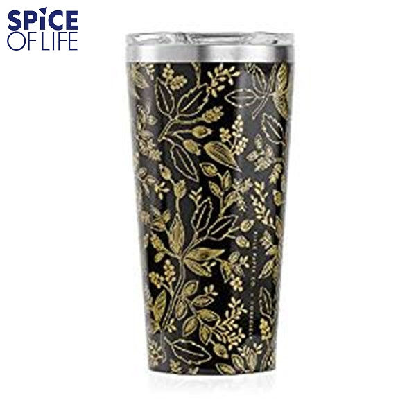 【店内全品ポイント5倍〜10倍】SPICE コークシクル ステンレス タンブラー クイーンアン 470mL ブラック フラワー 真空断熱 蓋付き CORKCICLE TUMBLER QUEEN ANNE 16oz RP2116GBQ スパイス