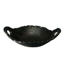 マルヨシ陶器 黒 6号 民芸陶板 ガス火専用 M4355 耐熱皿 調理プレート 両手鍋 変形鍋 変形陶板