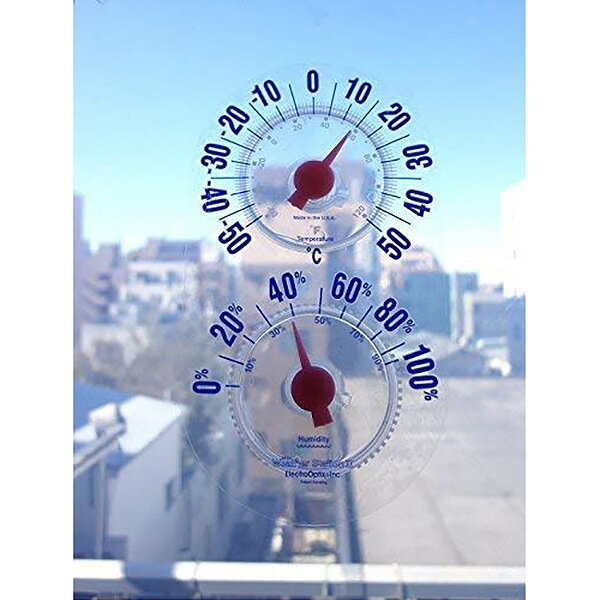 【店内全品ポイント5倍〜10倍】ウィンドウ ウェザーステーション(窓に貼り付ける温度計＆湿度計) WS-IIC ELECTRO-OPTIX Window weather station USA