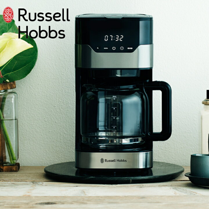 ( グランド ドリップ 10カップ ) ラッセル ホブス Russell Hobbs 正規品 コーヒーメーカー コーヒードリッパー 珈琲 家電 インテリア 上品 濃いめ キッチン シルバー おしゃれ 1年保証 タッチパネル cores シンプル モノトーン スマート ヨーロッパ 北欧 7651JP