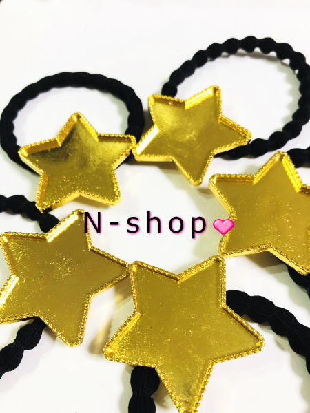 星皿付きヘアゴム　レジン用ミール皿付き　星型　 皿付き 約37mm　デコ　