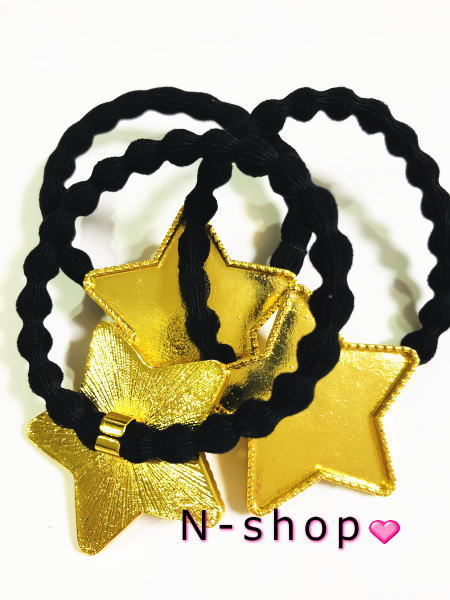 星皿付きヘアゴム　レジン用ミール皿付き　星型　 皿付き 約37mm　デコ　