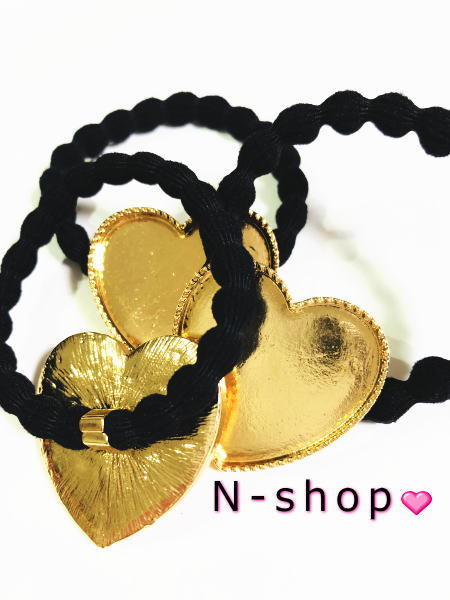 ヘアゴム ハート型 皿付き レジン用 皿付き ミール皿 heart 32×32
