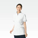 【ナース服 ケーシー白衣レディース】 「スーパーストレッチ!」 透け防止・S〜3L ナースウェア/看護服 レディス ジャケット ホワイト チュニック 衿パイピン...
