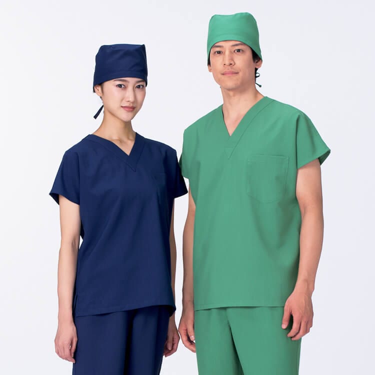 Rakuten - 【手術衣 スクラブ】男女兼用「制菌防汚 ＆ 吸汗速乾」透け防止・制電・工業洗濯可 S〜4L 3色 ドクター / オペ着